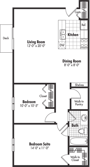 a floor plan of a small house with a kitchen and a living room